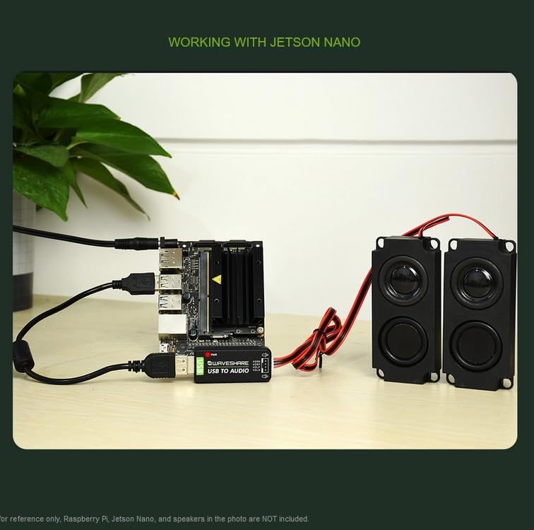 USB Sound Card with 8Ω 5W Speaker for Raspberry Pi/Jetson Nano | USB to Audio Adapter, Recording and Playback, Stereo Codec Onboard Microphone and Speaker Header, Driver-Free, Plug and Play