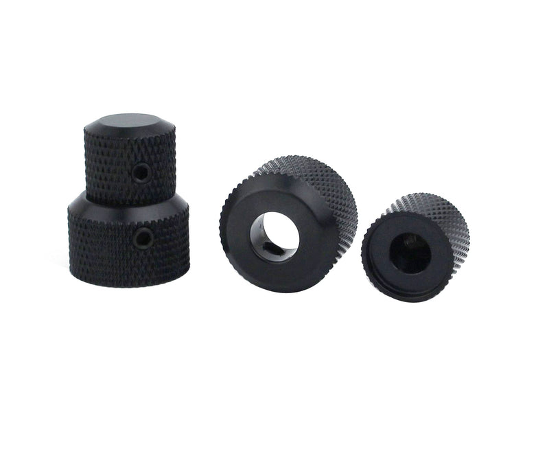 Guyker 2Pcs Brass Concentric Stacked Knobs, Dual Knurled Control Knobs, High Grade Dome Volume Tone Knob Replacement for Electric Guitar or Precision Bass - CNC Machined (Black) Black