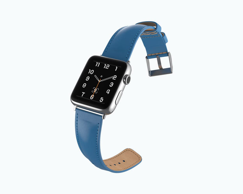 Snakehive Genuine Leather Strap Compatible With Apple Watch | Fits 38mm 40mm 41mm 42mm 44mm 45mm Ultra 49mm Series 1, 2, 3 4, 5, 6 7, 8, Watch SE and Ultra iWatch | Handmade for Women and Men Blue
