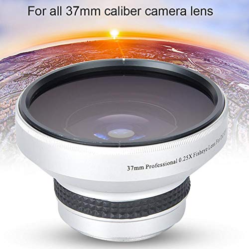 37mm 0.25X Super Fisheye Lens Additional Lens,Aluminum Alloy 2 Part Removable Macro Close-up Shooting Fisheye Effect Wide View Optical Glass Camera Photography Lens, is for 37mm Camera Lens Default
