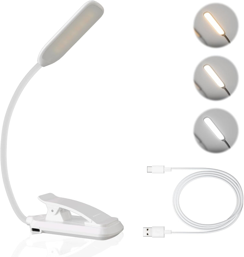 LED Desk Lamp Eye-Caring Clamp Light Clamp Lamps Reading Lights with USB Port, 360°Flexible Gooseneck Bed Night Light by DWEPTU (Include AC Power Plug)