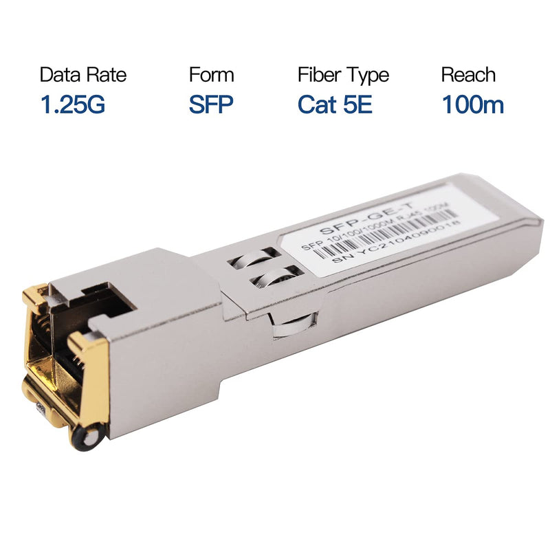 4PCS 1000BASE-T Gigabit SFP to RJ45 Copper Ethernet Modular Transceiver for Cisco,Meraki,Ubiquiti,D/TP Link,Supermicro,Netgear,Broadcom, 1.25G SFP-T CAT5E/CAT6 up to 100m Mikrotik S-RJ01 4PCS 1.25G SFP-RJ45