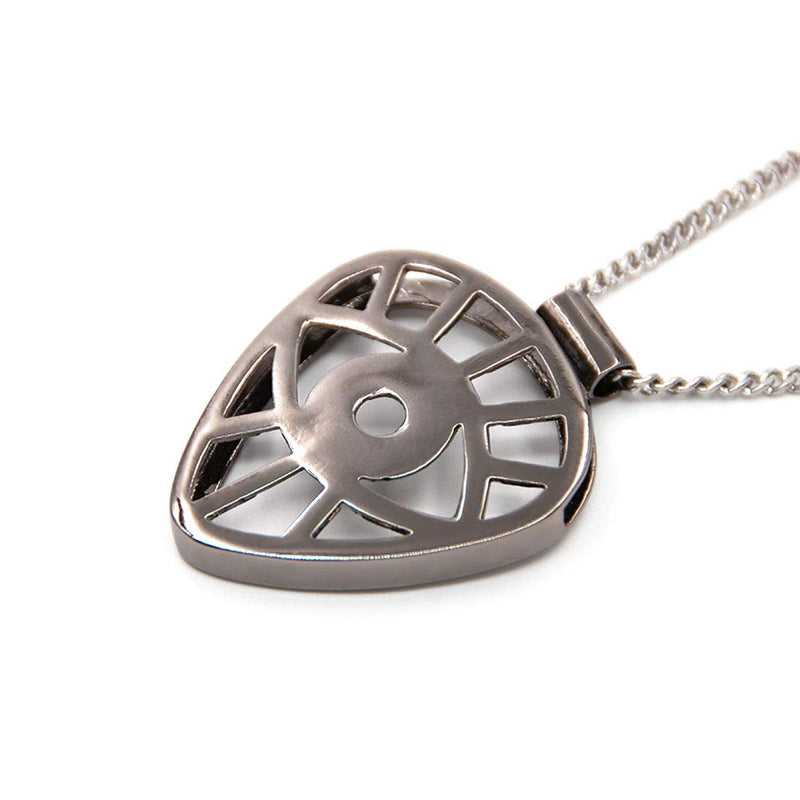 Eye Shaped Guitar Pick Holder Necklace for Guitarists/guitar picks keeper storage pendant necklace stainless steel music lovers musicians gifts (Metal Black) Metal Black