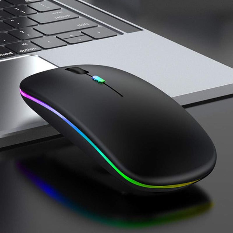 S & E TEACHER'S EDITION LED Wireless Mouse, Matte Black, Slim Rechargeable Wireless Silent Mouse, 2.4G Portable USB Optical Wireless Computer Mice with USB Receiver. Wireless Mouse Silver Black