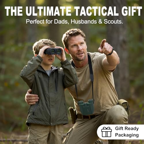 12x25 Compact Binoculars for Adults and Kids - Small Pocket Binoculars with 600D MOLLE Pouch - Phone Adapter and Wide Strap for Cruise Travel Hiking Bird Watching Concerts Outdoor Gift Tactical Black