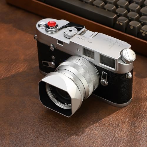 Hagoe Metal Square Lens Hood with Cap for Voigtlander Nokton 28mm F1.5 35mm F1.4 40mm F1.4 VM for Zeiss 2/50 Biogon T* 2/35 ZM Lenses, 43mm UV Compatible,Replaces Bayonet LH-6,Silver Silver