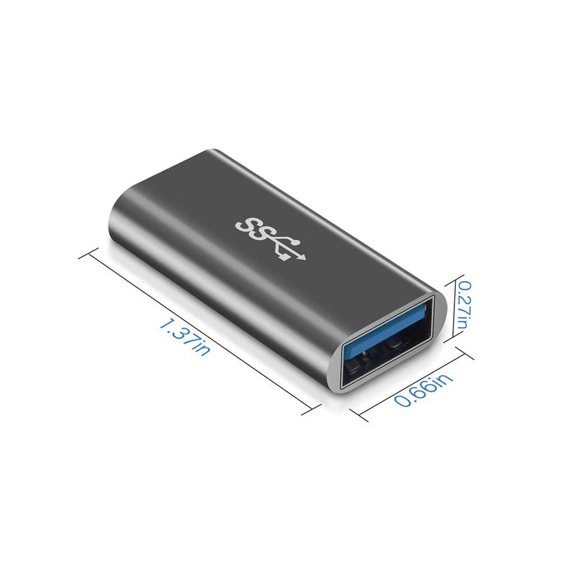 QianLink USB 3.0 Adapter,[2-Pack] Aluminum Type A Female to Female -Connector Converter Adapter,USB 3.0 Coupler Female to Female Adapter (Grey) Grey