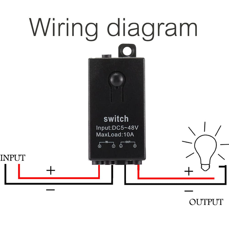 [AUSTRALIA] - dstfuy 12 V Radio Switch, Wireless Light Switch DC 5 V/12 V/24 V/48/10 A Mini Relay Wireless Light Switch Remote Control 328 ft Long Distance for Ceiling Lights, Lamps 5V-48V/10A mini Relais-328FT 