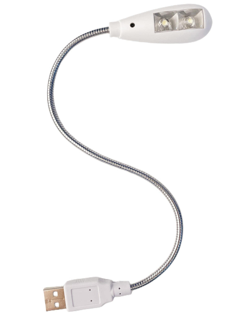 [AUSTRALIA] - LED USB Reading Lamp Light with 2-Brightness Dimmable Setting, Flexible Gooseneck USB Light for Notebook Laptop Keyboard, Powerbank(On/Off Switch, 1 White+1 Mini USB Light) 