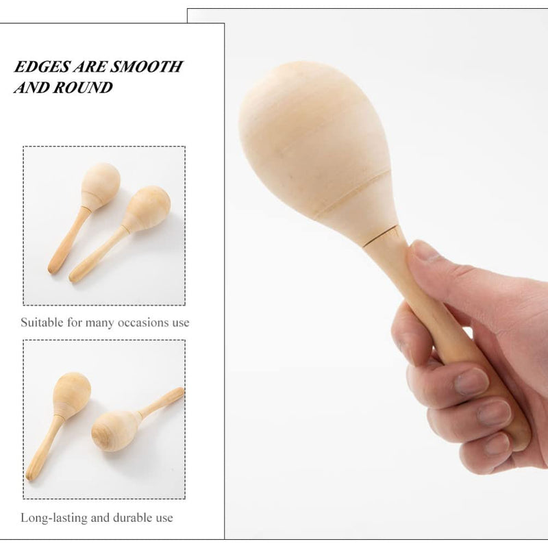 10Pcs Maracas Hand Percussion Rattles DIY Wood Maracas with Crisp Blow Sound for Music Party Favors 7.86X2.36X2.36Inch