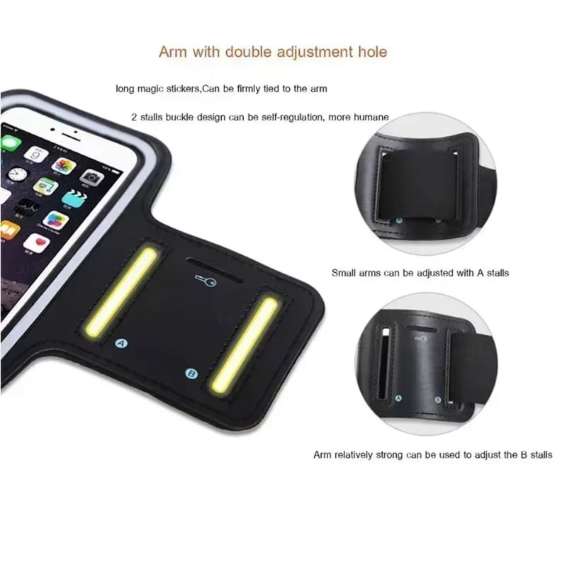 Outdoor Sports 5.5inch Mobile Phone Armband Smartphone Key Holder Gym Running Phone Bag Arm Band Cases for Samsung iPhone Holder (Black) black