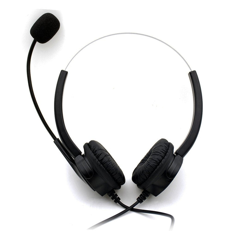 TelPal Corded Hands-Free Call Center Noise Cancelling Binaural USB Headset Headphones with Mic/Microphone - Cord with USB Plug, Volume Control- for Computer/PC/Laptop Use Only UH500D