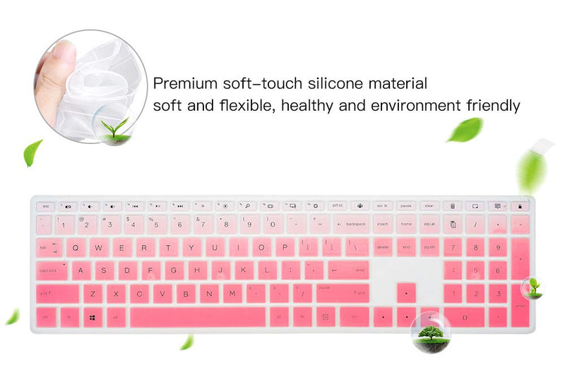 Keyboard Skin Cover for HP Pavilion 27 All in One PC 27-xa0014/27 Xa0055Ng/0370Nd/0076Hk/0010Na, HP Pavilion 24-inch 24-xa0020 Xa0002A Xa0032 xa0013w, HP Pavilion All in One Accessories, Ombre Pink