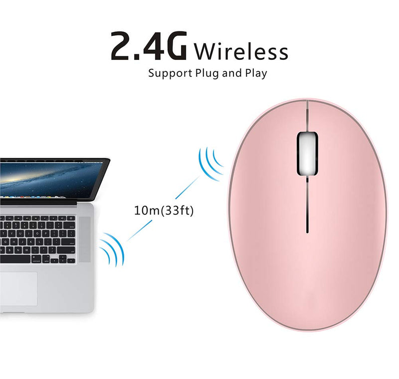TENMOS Mini Rechargeable Wireless Mouse, 2.4GHz Optical Travel Mouse Slient Wireless USB Computer Mouse for Kids/Girls, Auto Sleeping, 3 Buttons, 1000 DPI Compatible with Laptop, PC, Computer (Pink) pink
