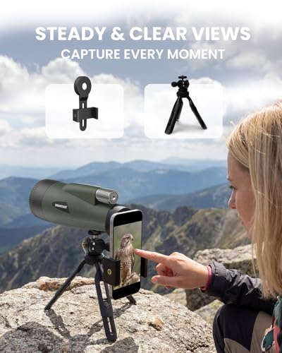 15x65 Monoculars for Adults High Powered 65mm Waterproof Fogproof Telescope Green