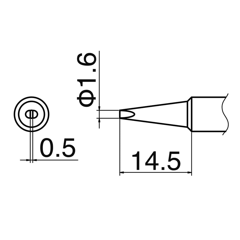 Hakko T18D16P Tip for Fx-888 Station, 1.6mm 1.6mm x 14.5mm 1.6D shape