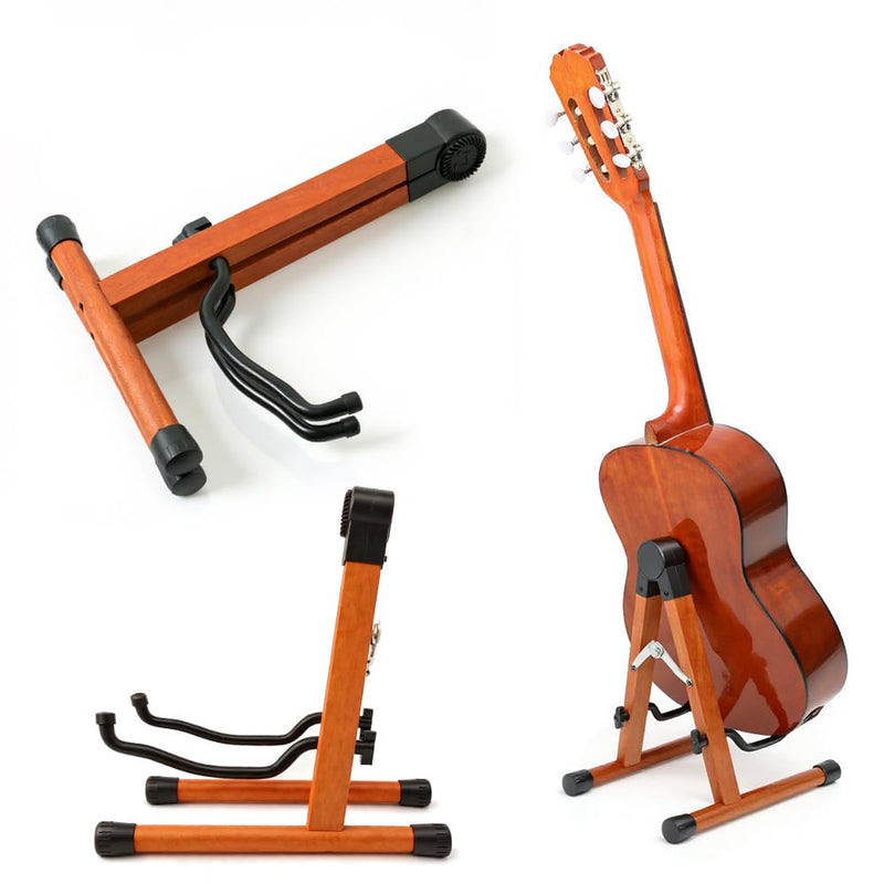Guitar Stand,Wood Guitar Stand Floor,Electric Guitar Stand, Foldable Acoustic Guitar Stand Fits Classical & Bass Guitars, Violins, Mandolins, Ukuleles