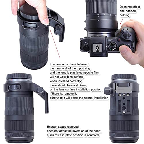 iShoot Metal Lens Collar Tripod Mount Ring Compatible with Canon RF 100-400mm f/5.6-8 is USM, Lens Support Holder Bracket Bottom is Arca-Swiss Fit Quick Release Plate Dovetail Groove