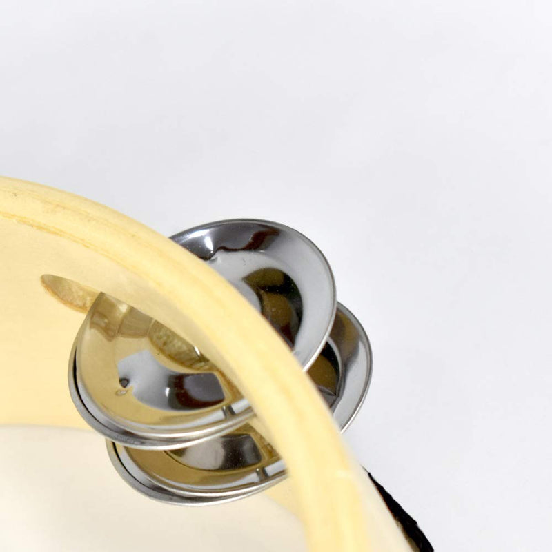 [AUSTRALIA] - Tambourine Hand Bell Double Row Jingles Music Persuccion Church (8 Inch, Dove) 8 Inch 