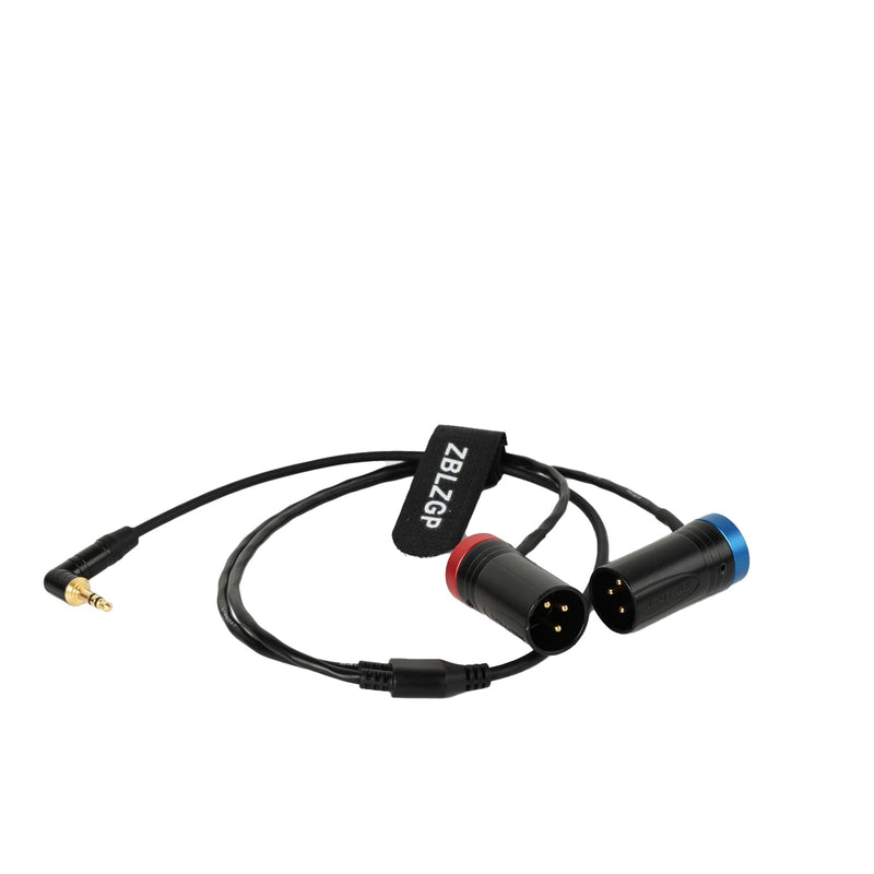 Audio Cable Low-Profile TA3M XLR 3Pin Male to 3.5mm-TRS Y Cable for Canon EOS C70 6K Pro Cameras RØDE Wireless GO II Dual Channel Wireless Output Dual Low-Profile 3Pin XLR