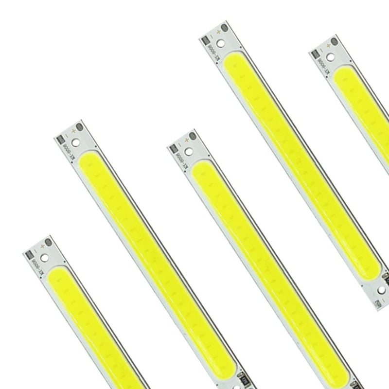 LED COB Light Board, Pack of 5 DC 5 V 3 W Long Strip LED Chip Light Board White Light 600 mA 400 lm 6500 K for USB Touch Dimmer