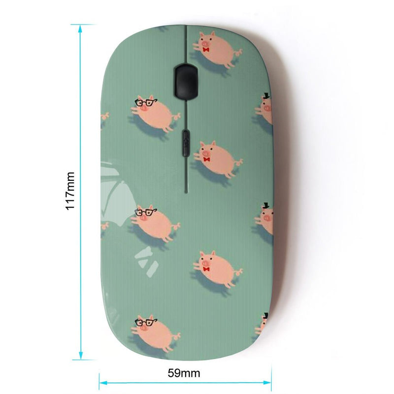 KOOLmouse [ Optical 2.4G Wireless Mouse ] [ Pig Cute Teal Pink Animal Pet Pattern ]