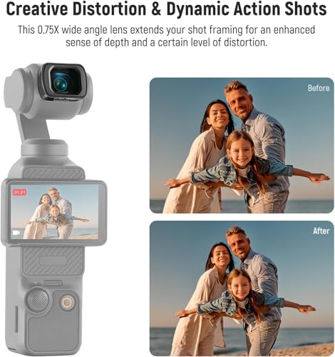 NEEWER Filter Set with 0.75x Wide Angle Lens 108° FOV, Variable ND 2-32 CPL 1/4 Black Diffusion Filter Compatible with DJI Osmo Pocket 3 / Pocket 4 / Xtra Muse Accessories, FL-B09 0.75X Wide Angle Lens&ND2-ND32