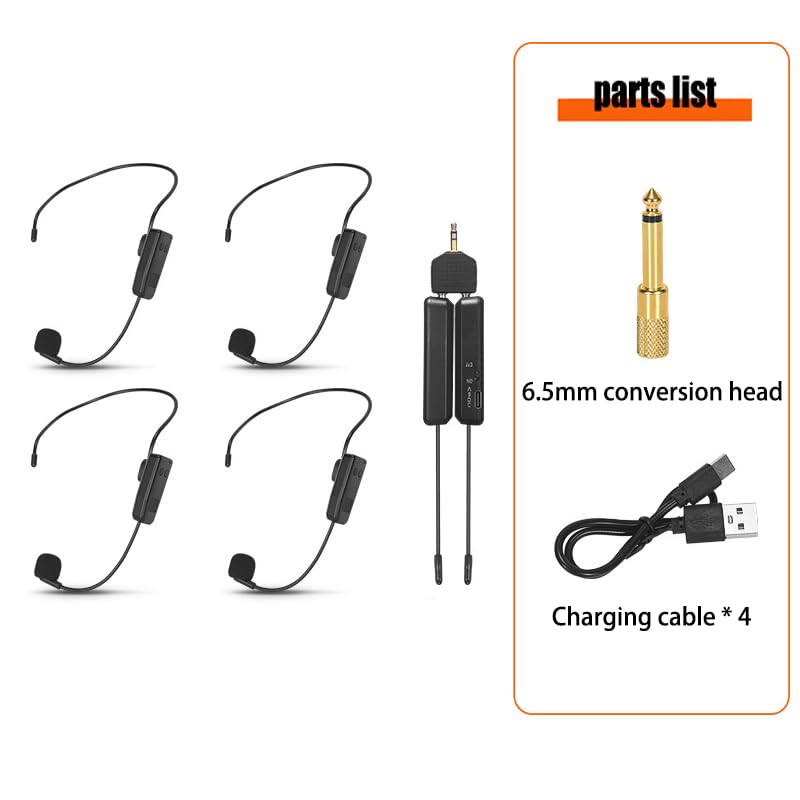 [AUSTRALIA] - Wireless Microphone System for 4 People,2.4G Wireless Headset Mics and Handheld Mics 2 in 1,Ideal for Speakers,Voice Amplifier,PA System,Teacher,Tour Guides,Fitness Instructor 