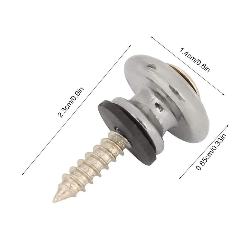Guitar Strap Buttons, Mushrooms Head Guitar Strap Locks End Pins with Screws and Washers, for Guitar Ukulele Electric Bass(Sliver)