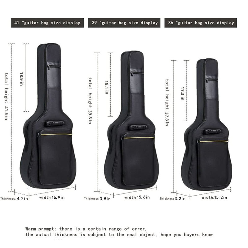 [AUSTRALIA] - H&Z Simple 40 41 42 Inch Acoustic Folk Guitar Bag Backpack Double Straps 600D Oxford Guitar Soft Carry Case Guitar Cover (41 inch) 41 inch 