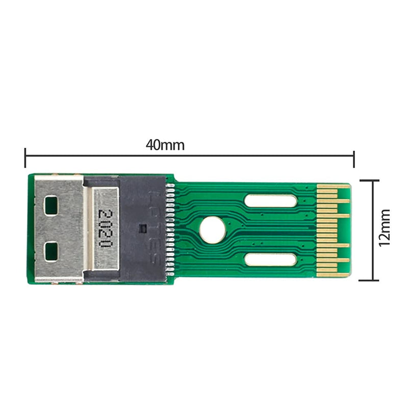 NFHK PCI-E Slimline SAS 4.0 SFF-8654 4i 38pin to SFF-8654 38pin Male to Female Extender Adapter Test Tools Green 4i