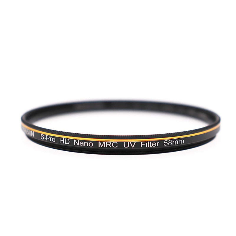 JONGSUN 58mm UV Filter, S-Pro HD Nano MRC Camera Ultraviolet Protection Filter, Multicoated, B270, Ultra-Slim, Lens Cloth Kit