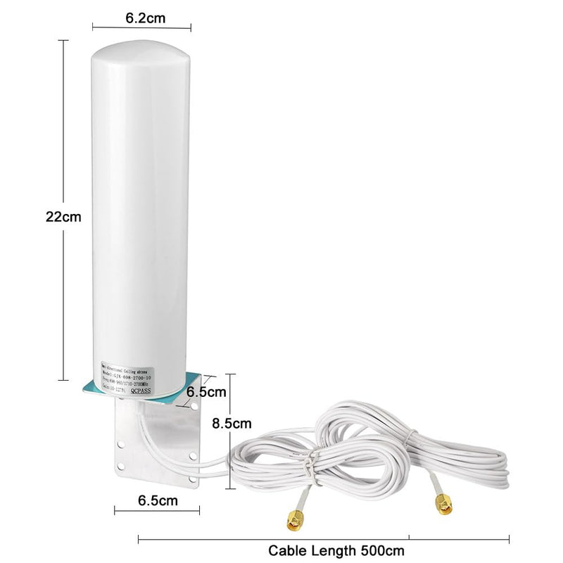 Superbat Outdoor 10dbi 4G LTE Wall Mount Antenna with SMA TS9 Connectors | Omnidirectional MIMO Antenna Waterproof for Hotspot Router Trail Camera tmobile 5g gateway external antennas etc. sma mimo antenna