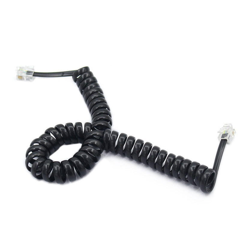 5 Pack 6Ft Uncoild /1.1 FT Modular Coiled Telephone Handset Cord for Telephone/Handset Black Curly Cord(Black)