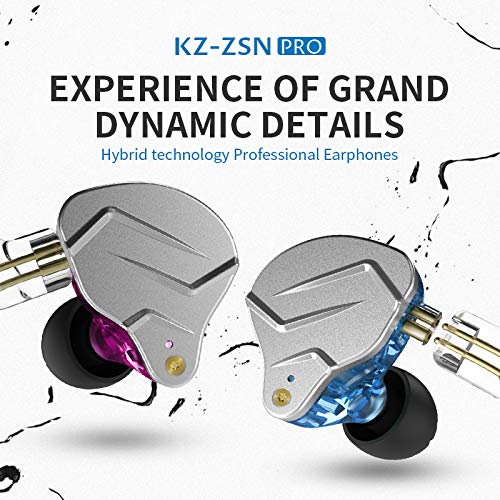 FEDAI KZ ZSN Pro IEM in Ear Monitors,HiFi Wired Earbuds Headphones with Hybrid Dual Driver 1BA 1DD High Fidelity Musicians in-Ear Earphones Detachable Cable for Gaming Earbuds(Purple with Mic). Purple