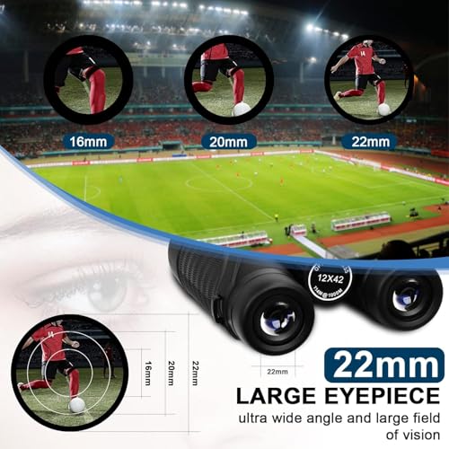 12x42 HD Waterproof Binoculars for Adults,Compact Binocular for Cruise Ship Black