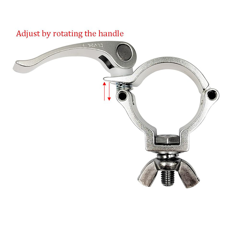 2inch Quick Release Stage Light Clamp Aluminum Alloy 220lbs For Pipe OD 1.89-2inch / 48-51mm Truss Pipe Clamp 2Pack Silver