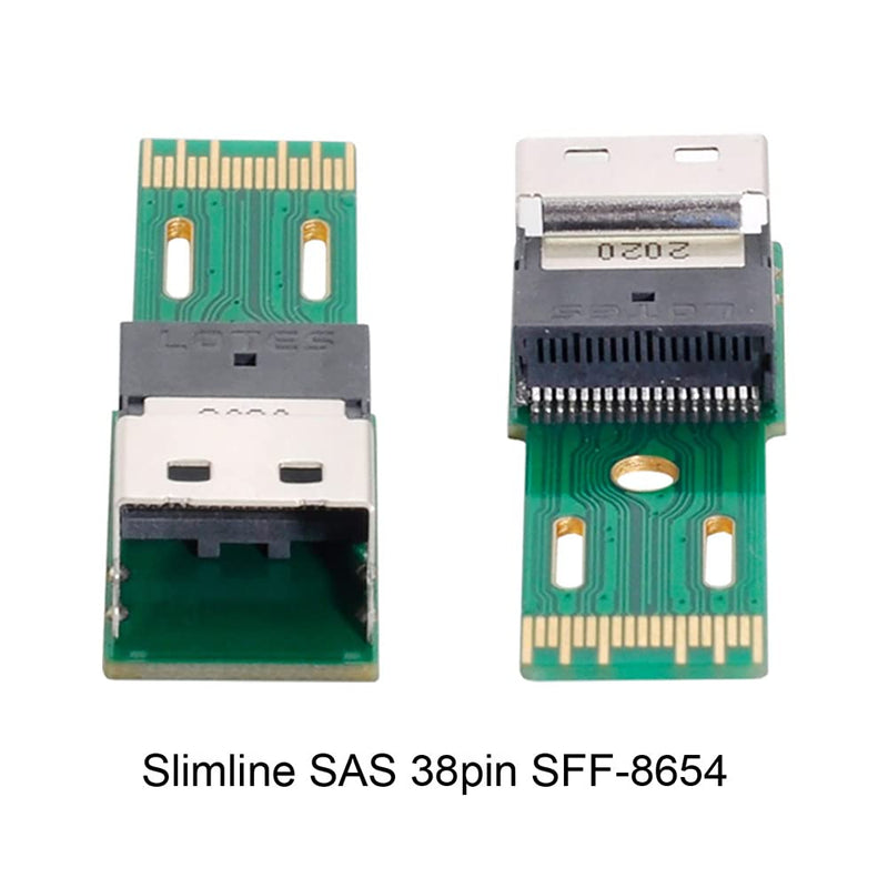 NFHK PCI-E Slimline SAS 4.0 SFF-8654 4i 38pin to SFF-8654 38pin Male to Female Extender Adapter Test Tools Green 4i