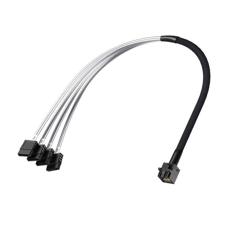 10Gtek MiniSAS HD SFF-8643 Breakout to 4xSATA Cable, Compatible with Raid Controller Hard Drive, 0.75~0.8m(2.46~2.62ft) 8643-4xSATA