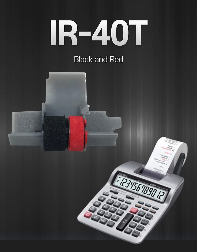 IR-40T Ink Roller, Black and Red Compatible with Canon P23-DH V Calculator, Casio HR-100TM, HR-150TM (3 Pack)