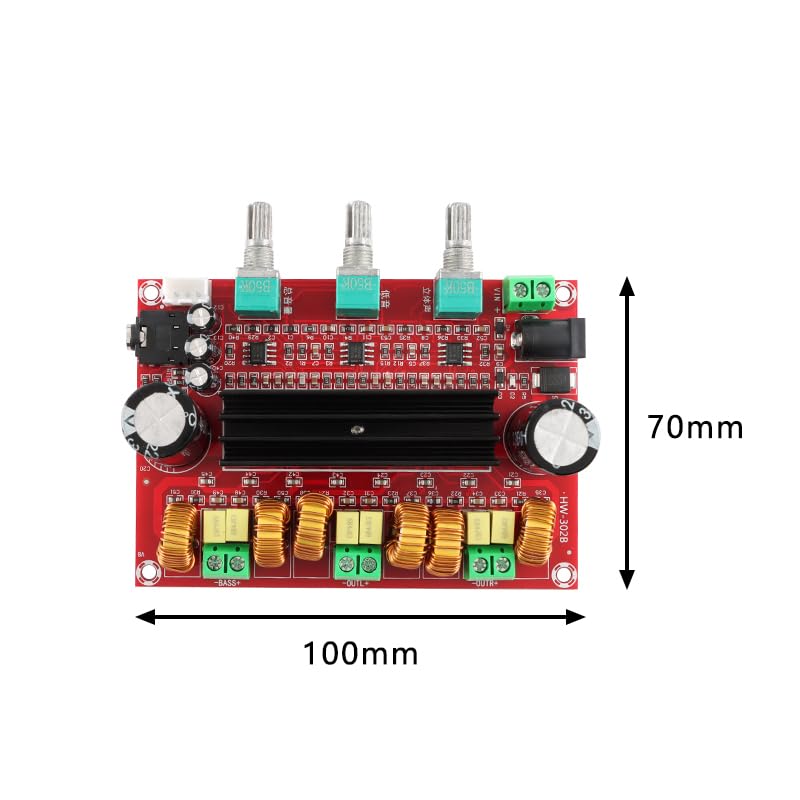 TPA3116D2 Amplifier Board HW-302 2x50W+100W 2.1 Channel Digital Power Audio Amplifier Board Speaker Stereo AMP Module Adjustment Power Amplifier DC 12-24V