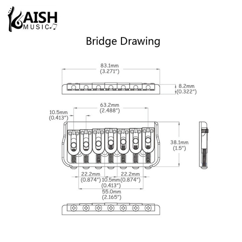 [AUSTRALIA] - KAISH Black 7 String Guitar Fixed Bridge Electric Guitar Hardtail Bridge for Strat/Tele Guitars 7 String Model 