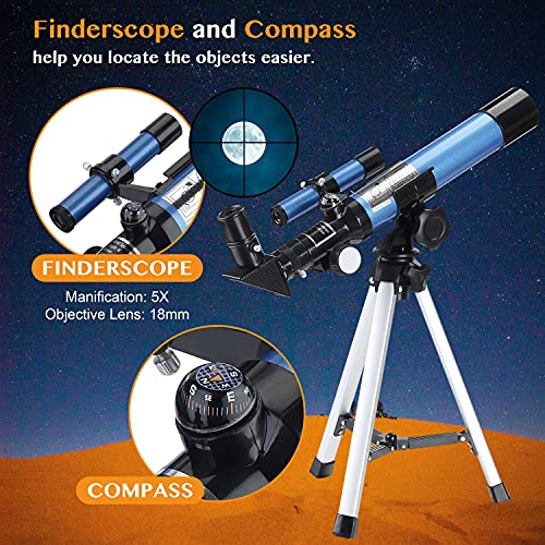 AOMEKIE 40040 Kids Astronomical Telescope for Beginners, 32X Refractor Telescope with Tabletop Tripod, Simple Assembly, for Moon Watching, Children Birthday Small