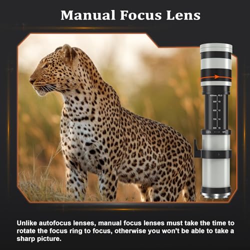 BENOISON 420-800mm Manual Focus Telephoto Lens EF Lens for Canon For Canon EF/EF-S (White)