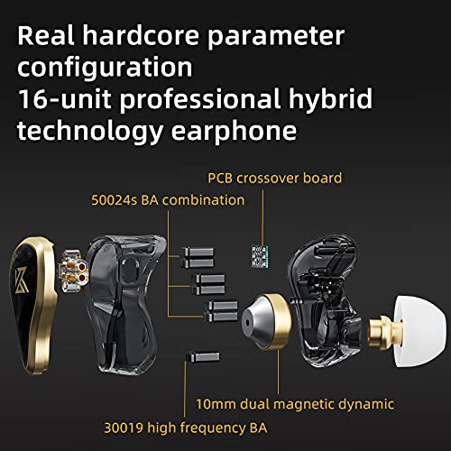 Linsoul KZ ZAS 7BA+1DD in-Ear Monitor, HiFi Bass Earbuds, Gaming Earbuds, Hybrid IEM Earphones with Recessed 2pin Cable for Audiophile Musician(Without Mic, Silver) Without Mic