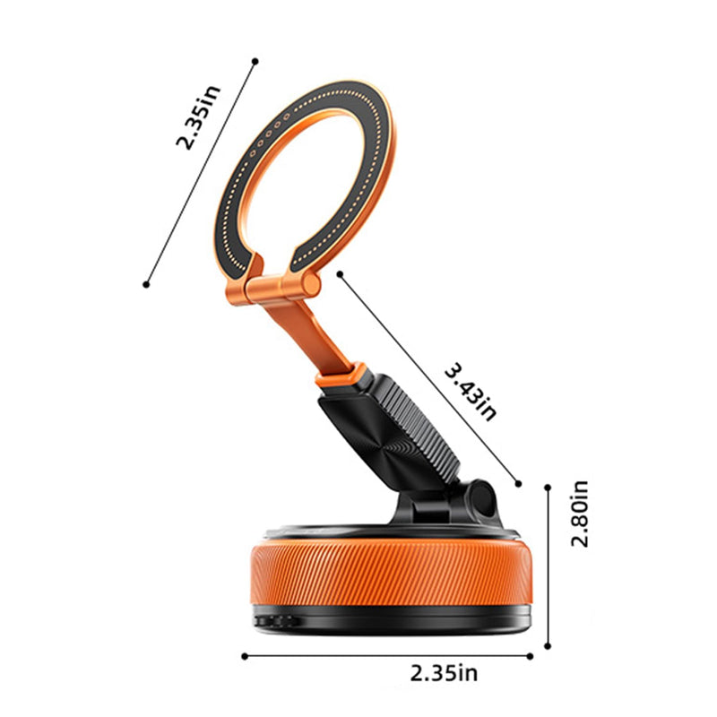 Magnetic Car Phone Mount, 2-in-1 Detachable Ring Stand for Desk & Dashboard, 360° Triple Axis Windshield Holder, N52 Strong Magnet, Universal Fit, Includes 2 Metal Plates, (orange) Orange(A20)