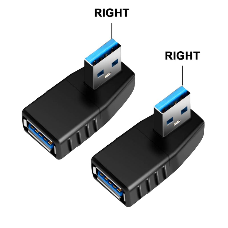 USB 3.0 Adapter 90 Degree Male to Female Coupler Connector Plug Left Right Up Down Angle by Oxsubor (USB 3.0 Adapter Right 2PCS)