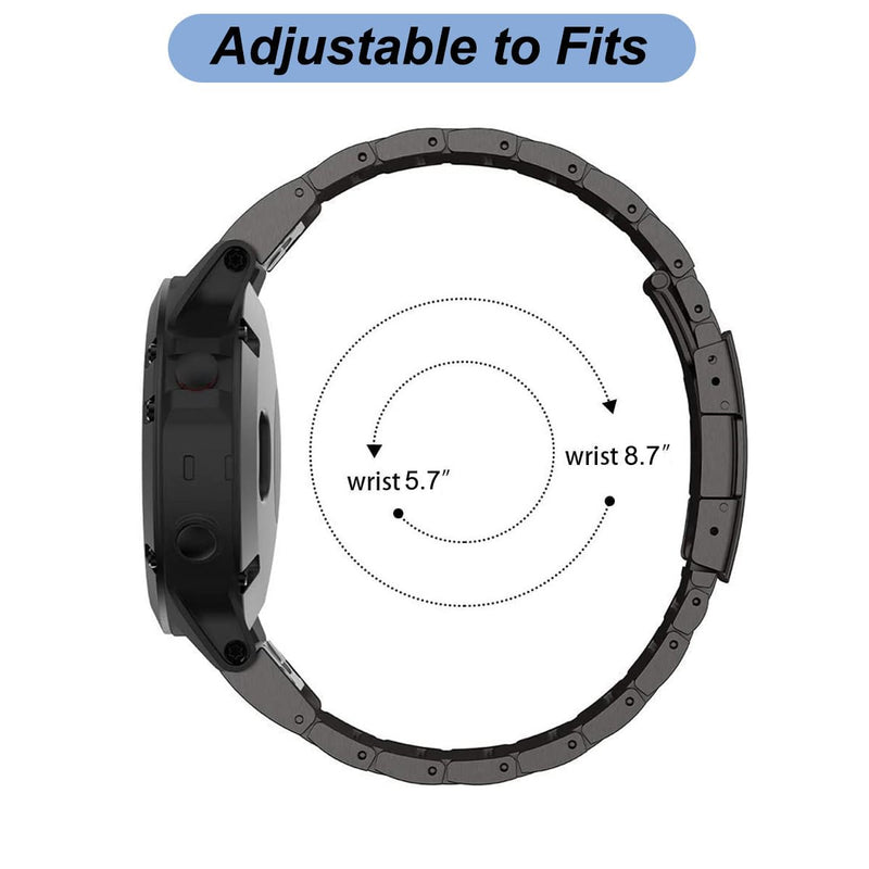 Titanium Band for Garmin Fenix 8 (51mm)/Fenix 7X/6X/5X/Fenix 3 HR, Descent Mk2i Mk2, Tactix 7, Enduro 2 3, Epix Pro Gen 2 (51mm) - 26mm Quick Fit Watch Band Metal Strap for Garmin Watch Black