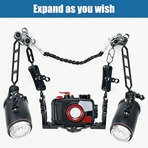 2Pcs 9" Double Ball Extension Arm Aluminum Alloy for Underwater Lighting