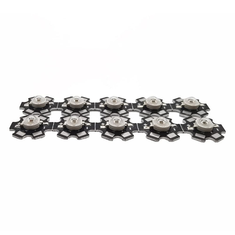 Vrabocry Pack of 10 High Power LED Chip 3 W Deep Red Plant Grow Light (650 nm - 660 nm / 400 mA - 500 mA / DC 2 V - 2.2 V/3 Watt) SMD COB Emitter Diode Components 3 W Bead with 20 mm Black Star PCB Deep Red 660nm